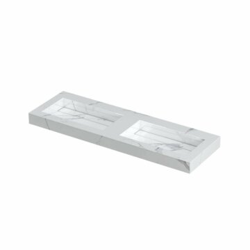 Ink Pitch dubbele meubelwastafel 140x45cm keramische slab - zonder kraangaten - Statuario