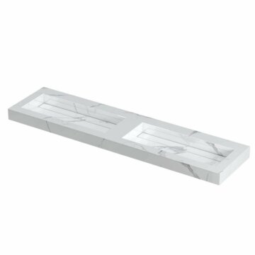 Ink Pitch dubbele meubelwastafel 180x45cm keramische slab - zonder kraangaten - Statuario