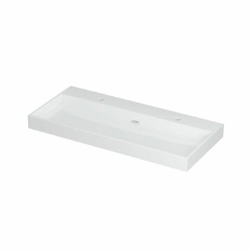 Ink Urban wastafel porselein met 2 kraangaten - Glans wit 1000x450mm (bxd)