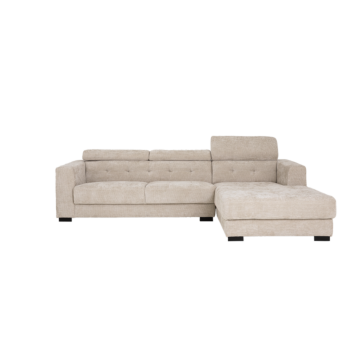 Brighton hoekbank rechts 3-zits met chaise longue – stof ivory XS85-15 – modern design van Teakea