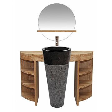 Teak Badkamerset Pedestal Enkel | 100x40x80 - DEV-ENKEL-DRSSR-PED-100x40x80
