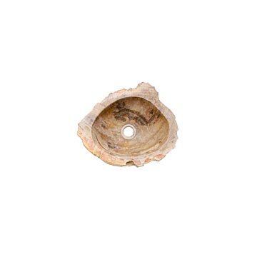 Versteende houten waskom Teakea 38x31x14 cm - compact, natuurlijk en stijlvol badkamerdesign.
