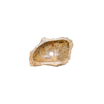 Versteende houten waskom Teakea 46x30x14 cm - elegant, natuurlijk en uniek badkamerdesign.