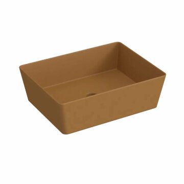 Blinq Couleur opzetwastafel rechthoekig 50x38cm - tabak