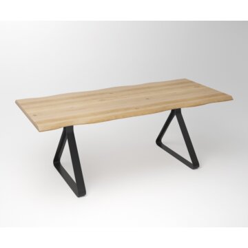 Eiken Boomstam Eettafel | Slab Edged-Fantasy Triangle - Teakea.nl