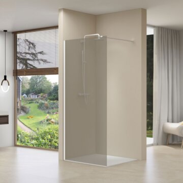 Van Rijn Products ST01MGR inloopdouche 100cm rookglas - wit