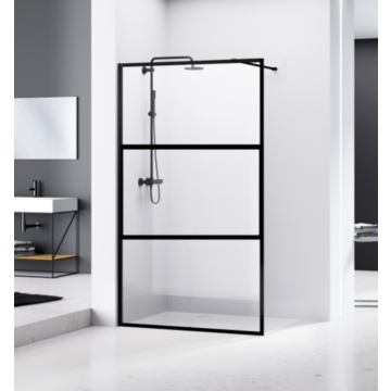 Van Rijn Products ST04M3 inloopdouche 120cm horizontaal raster zwart