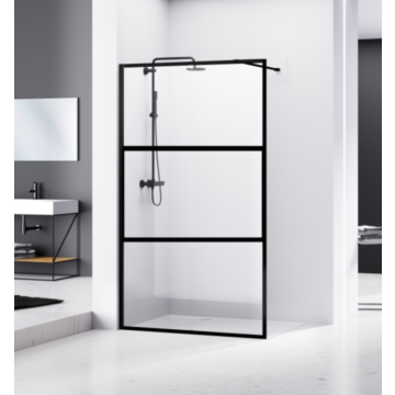 Van Rijn Products ST04M3 inloopdouche 100cm horizontaal raster zwart