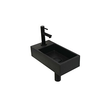 Versus Waskom | Kraanplateau Links | Quartz Zwart | 0 Kraangaten - SANI-INK3404103
