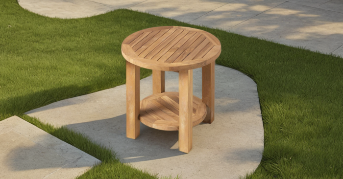 Deze ronde salontafel van massief teakhout combineert tijdloze elegantie met praktisch gemak dankzij het slimme onderblad. Onzichtbare RVS bevestiging zorgt voor een minimalistische afwerking – perfect voor een stijlvolle tuin of veranda.