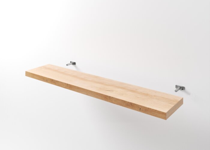 Eiken Wandplank 120 x 25 x 4 dik | Blinde Muurbevestigingen