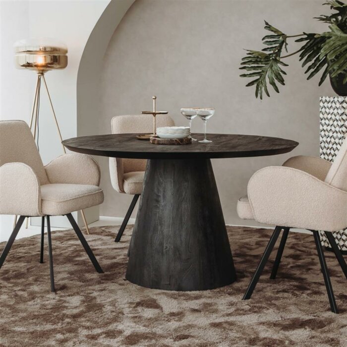 Premana Eetkamertafel Zwart| 130 x 130 x 77 (h) cm
