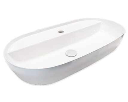 Blinq Couleur opzetwastafel 75x38x15cm ovaal met kraangat - Wit