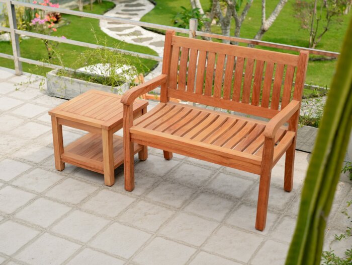 Beaufort teakhouten tuinbank 100 cm breed – compacte houten tuinbank van duurzaam teak, geschikt voor 1 tot 2 personen op balkon, terras of in de tuin.