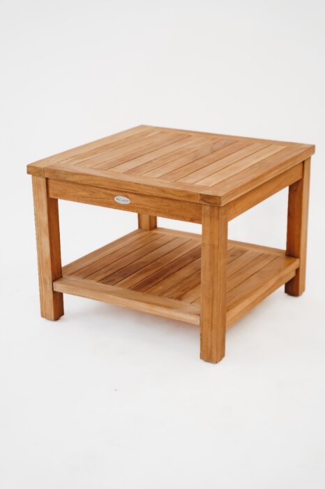 Teak Tuin Bijzettafel Salontafel 60x60x45 met onderblad
