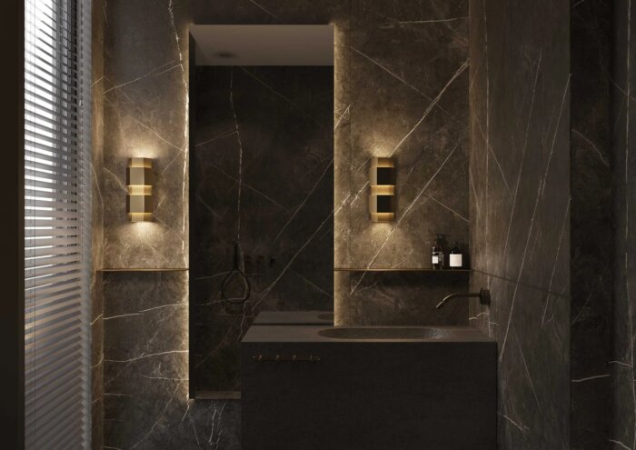 De MONACO spot uit de Lightningware collectie met zeshoekige afwerking en strak, modern ontwerp. Verkrijgbaar in brushed gold, brushed copper en brushed gun metal, biedt deze lamp elegante verlichting met een dubbele lichtval naar boven en beneden. Perfec
