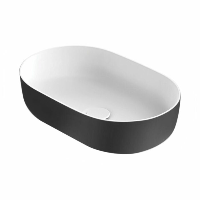 Xenz Neo-O solid surface waskom 56x36x14 Bicolor wit/zwart