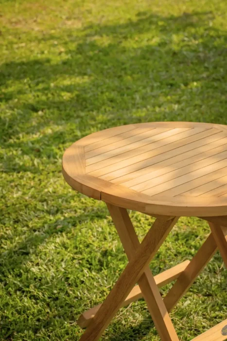 Runder Klappbarer Gartentisch – Teakholz | 50 cm