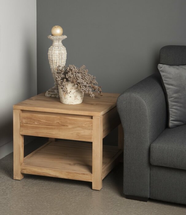 Corona | Teak Bijzettafel met onderblad | 60x60x50 - TWR-JN0235