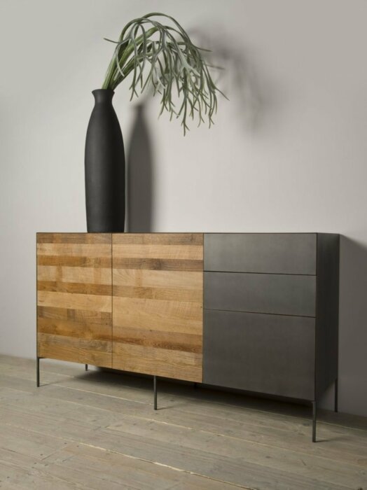 Pandora Dressoir  Teak met Blauwstaal - 166x45x92 - TWR-MX0011