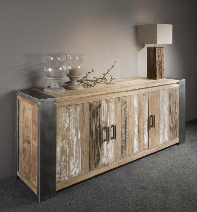 Novara | Dressoir Teakhout met Staal | 210x45x90 - TWR-PF0010