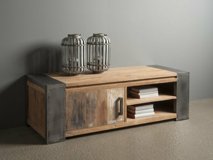 Novara | TV dressoir | Teak met Staal | 140x50x45 - TWR-PF0015