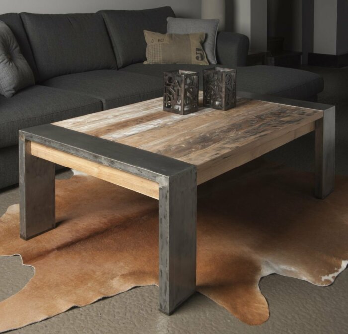 Novara | Salontafel Teak met Staal | 135x75x45 - TWR-PF0016