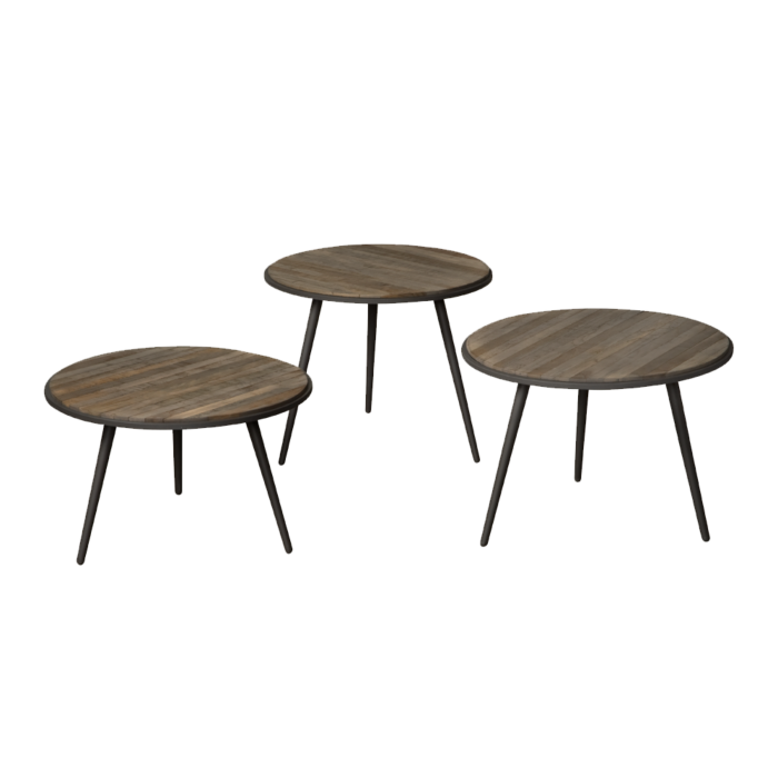 Turi bijzettafel rond set van dire kleur Wine