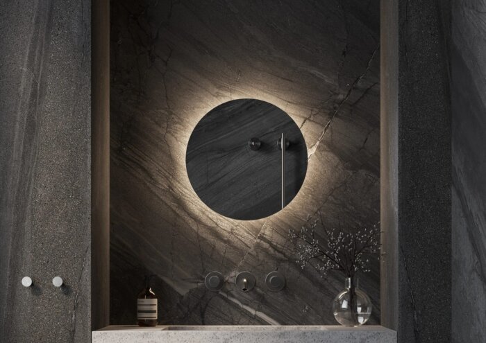 ROTONDO ronde toiletspiegel 400 mm met indirecte LED-verlichting – stijlvolle en moderne badkamer- en toiletspiegel, direct uit voorraad leverbaar, CE-gecertificeerd.