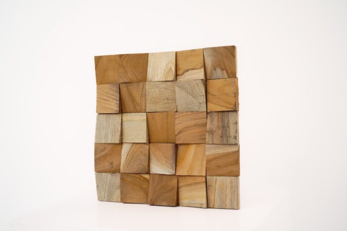 Teak Wandpanelen Rocker | 3D houten Paneel 30 x 30 cm Schuin Gezaagde Wandpaneel