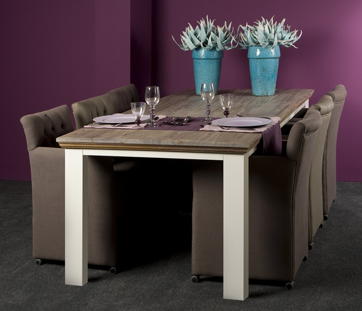 Fleur Eettafel | Wit | Vierkante Poten | 180x90x78 - TWR-DD0041C - Hover
