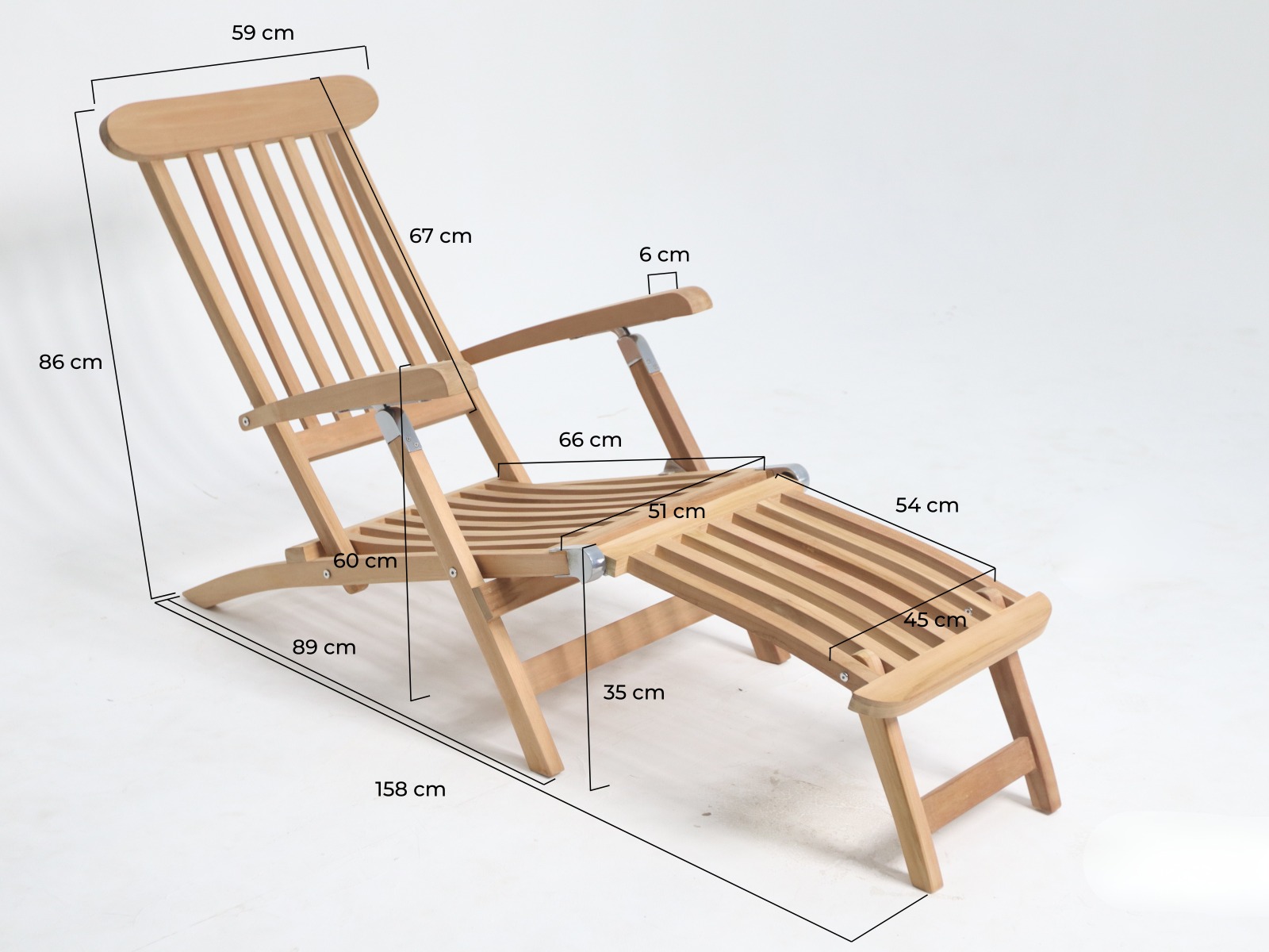 Teakhouten Deckchair met salontafel - Hover