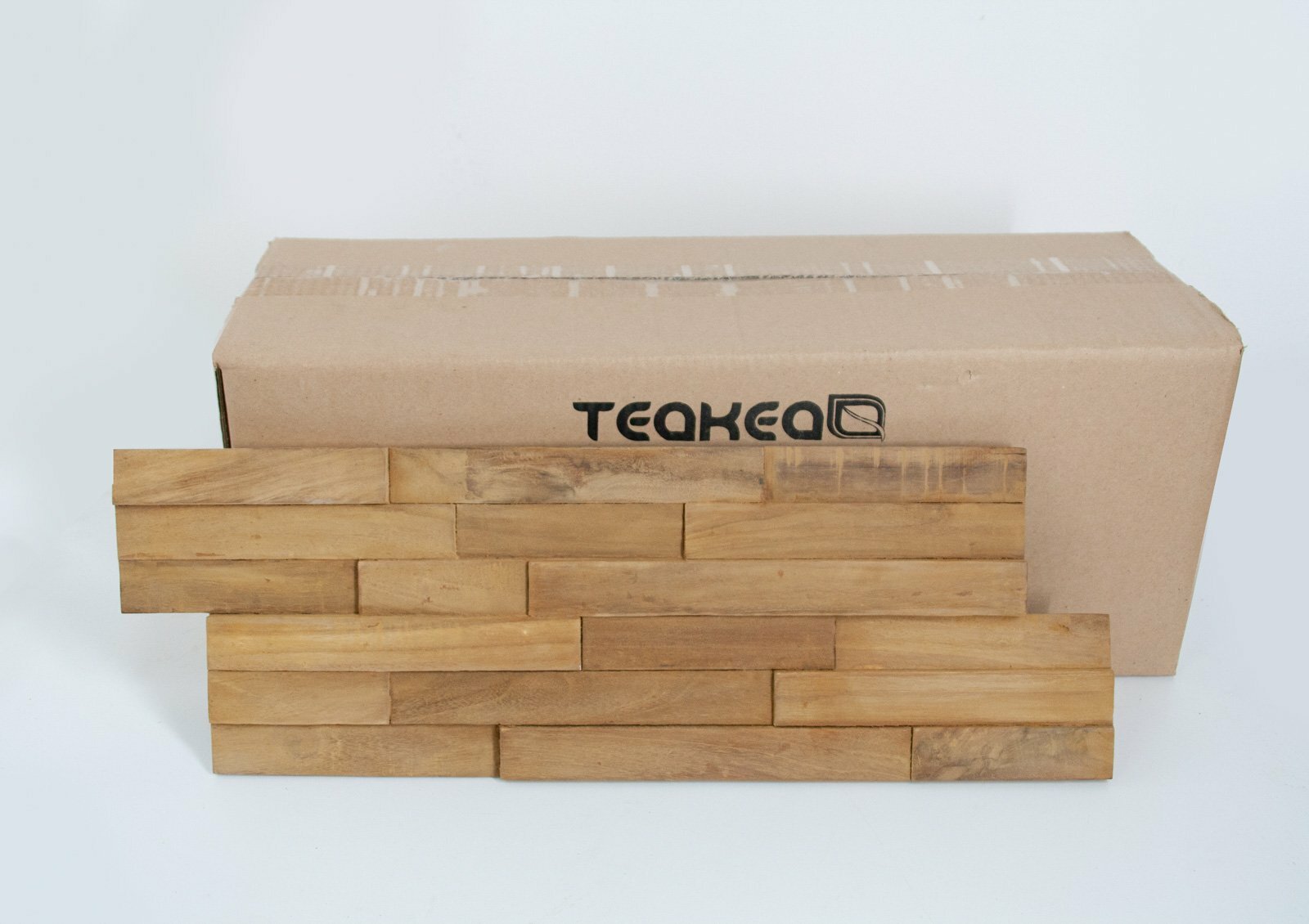 1 Caja Pasta de madera de teca -Paneles de pared 3D naturales 10 piezas | 1m2 - alternate view