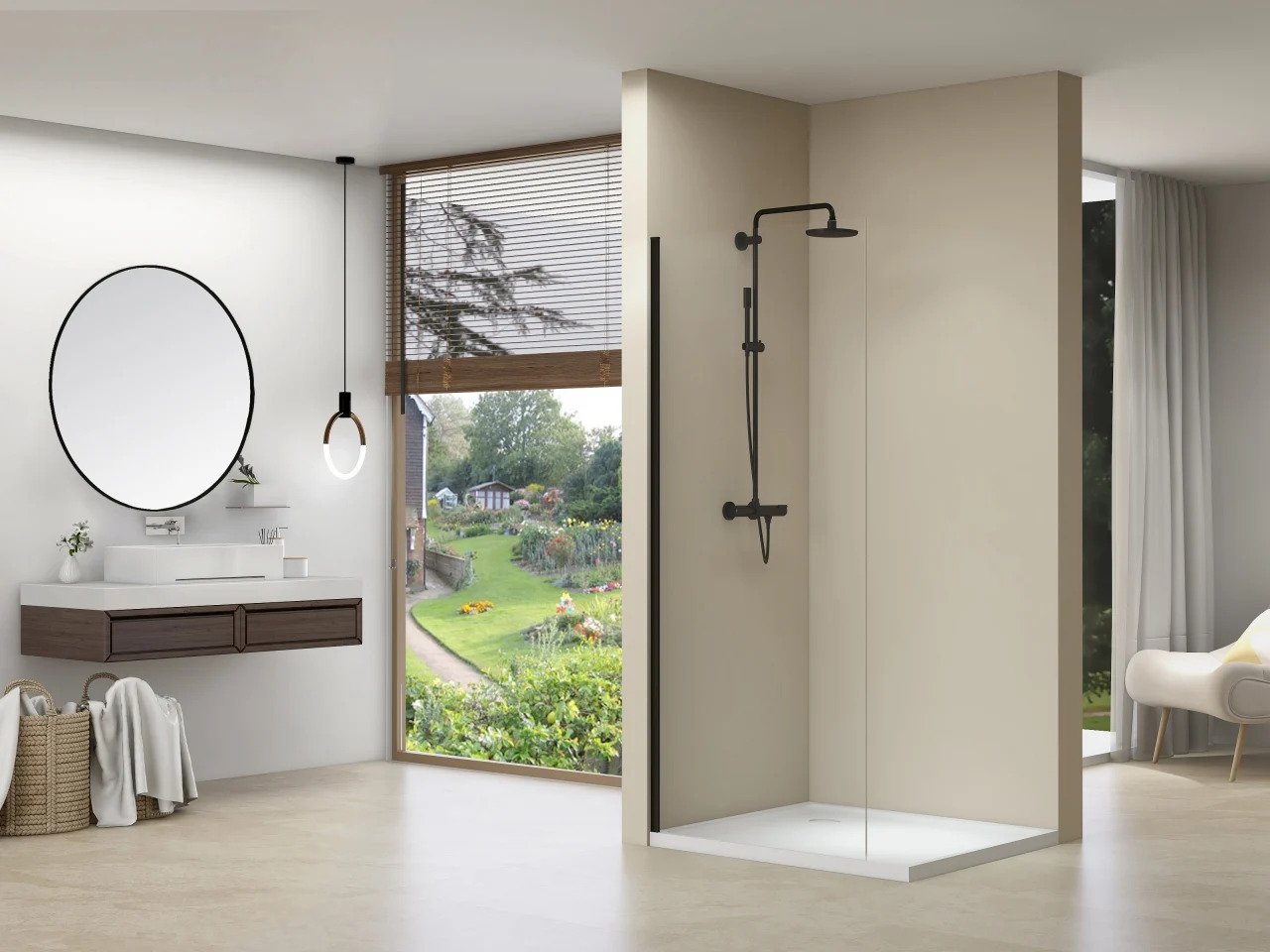 Van Rijn Products ST01ZWM inloopdouche 50cm met mat zwart beslag - zonder stabilisatiestang - Hover