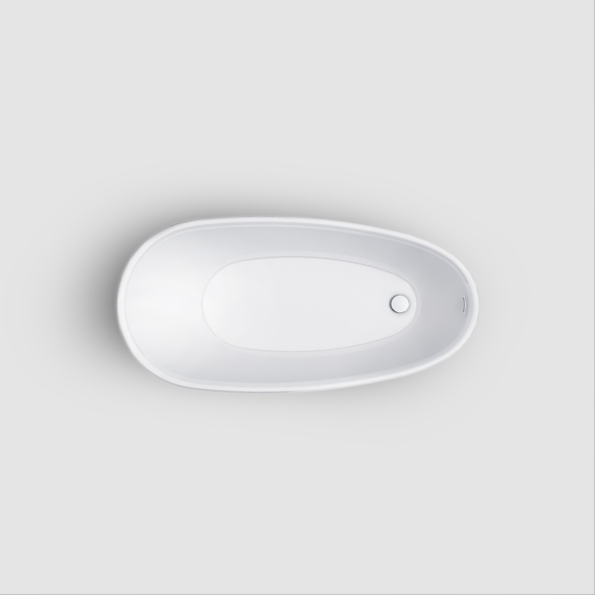 Clou - Inbe Vrijstaand Bad, Asymmetrisch, Wit Acryl, Met Glanzend Witte Plug En Overloop - Hover