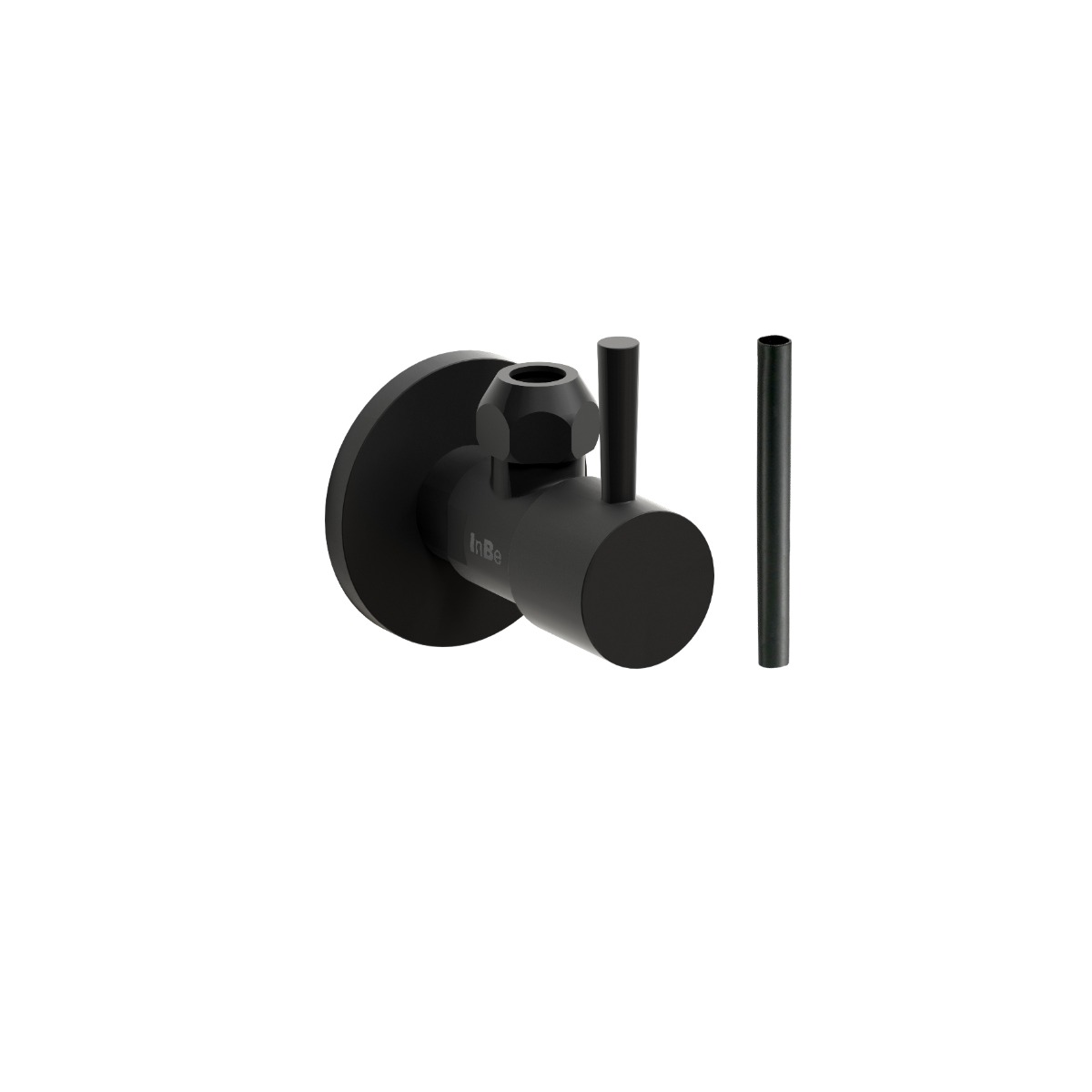 Clou - Inbe Design Hoekstopkraan Type 1, Rond, Met Knelmoer En Krimpkous, Mat Zwart - Hover