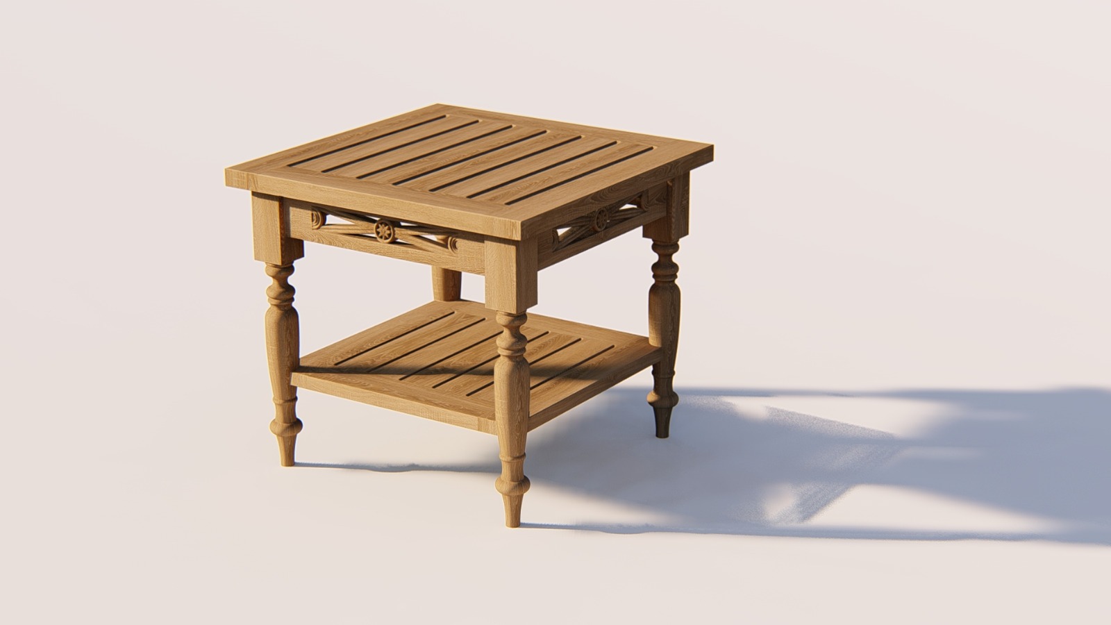 Teakea Batavia teak bijzettafel met onderplank 60x60 cm – klassiek tuinmeubel van massief teakhout - Hover
