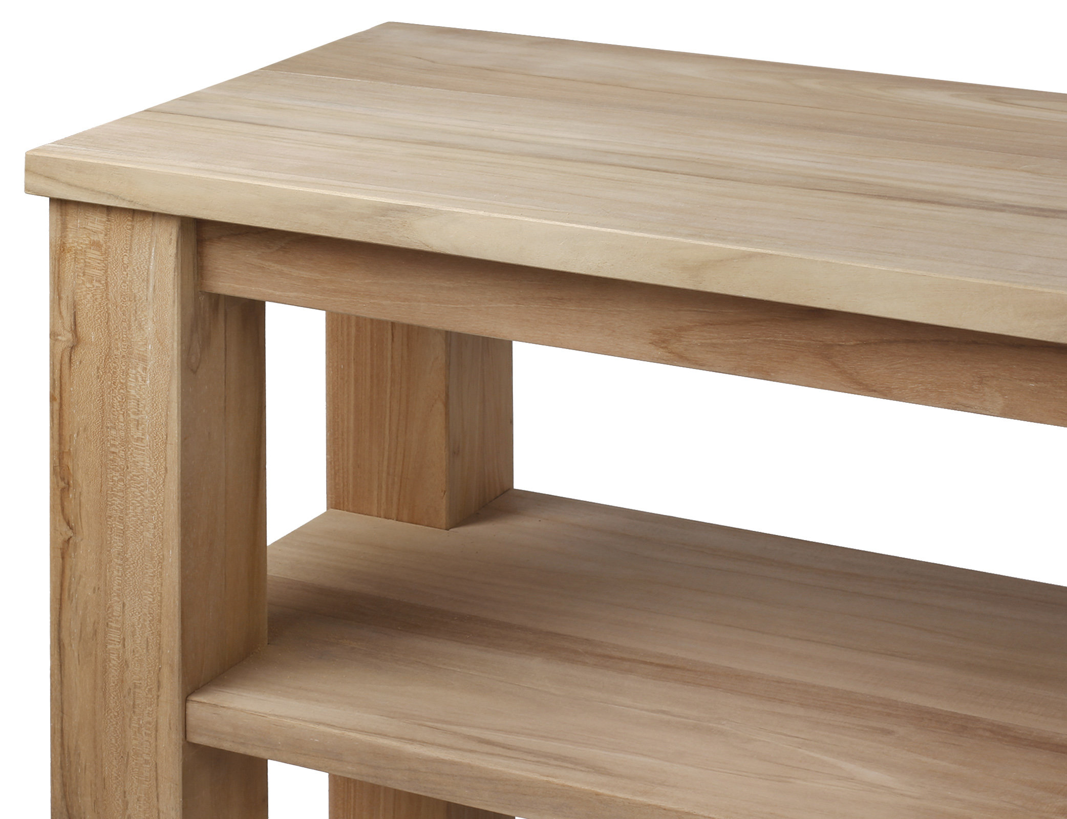 Minimalistisch teak badkamermeubel Linean van massief hout, geschikt voor opbouw waskom – vochtbestendig en leverbaar in diverse maten - Hover