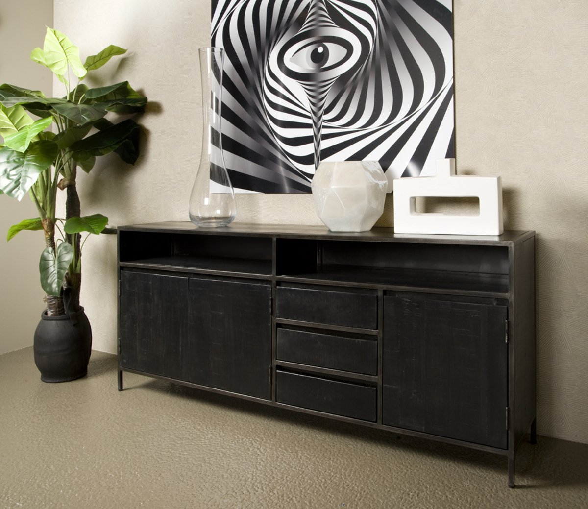 Paterno Dressoir | 3 Deuren | 3 Laden | 200x40x85 - TWR-NA0100 - Hover