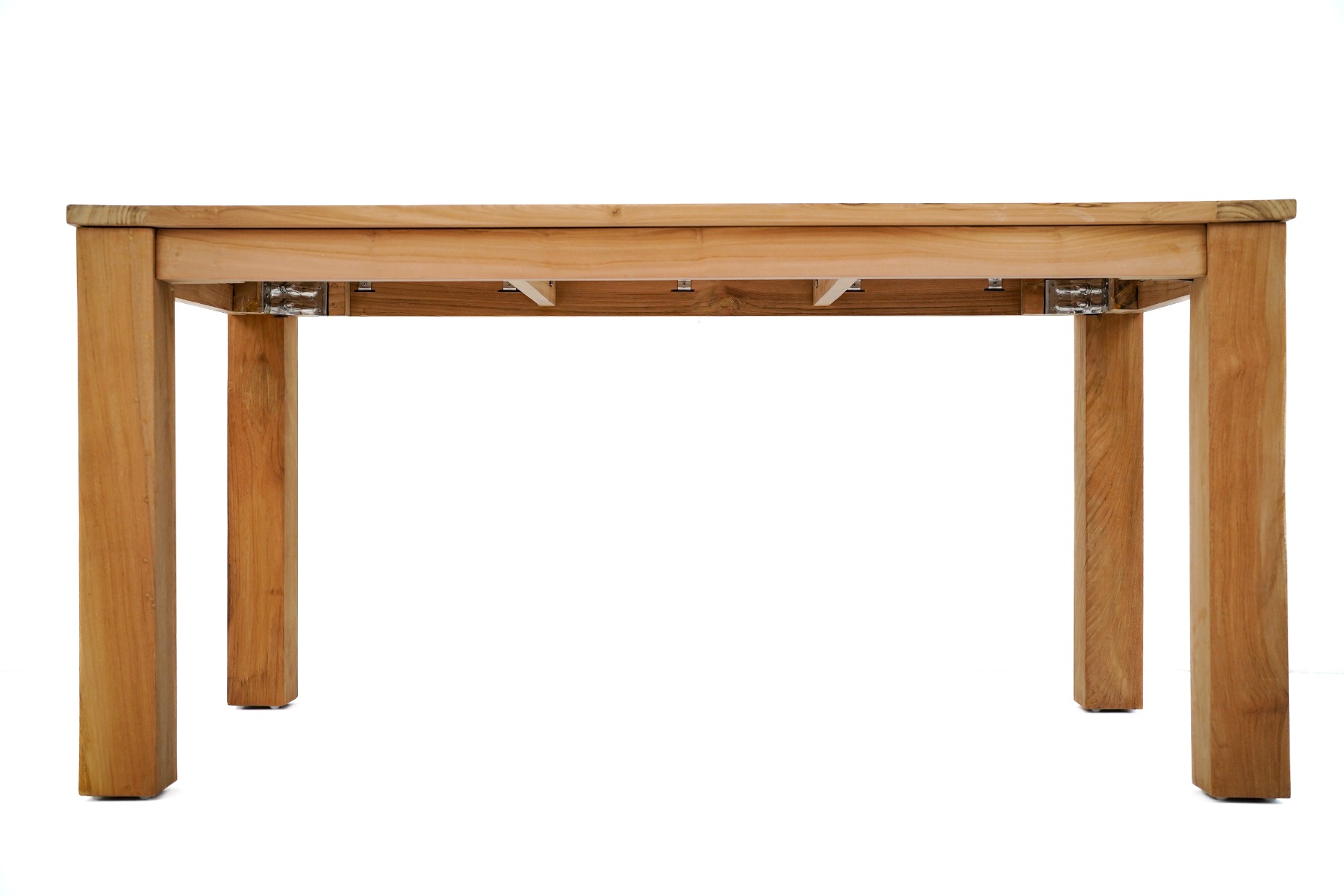 Nelson tuintafel 200x100 cm van handgemaakt duurzaam teakhout met afgeronde hoeken, geplaatst op een modern terras met 6 tot 8 zitplaatsen - alternate view