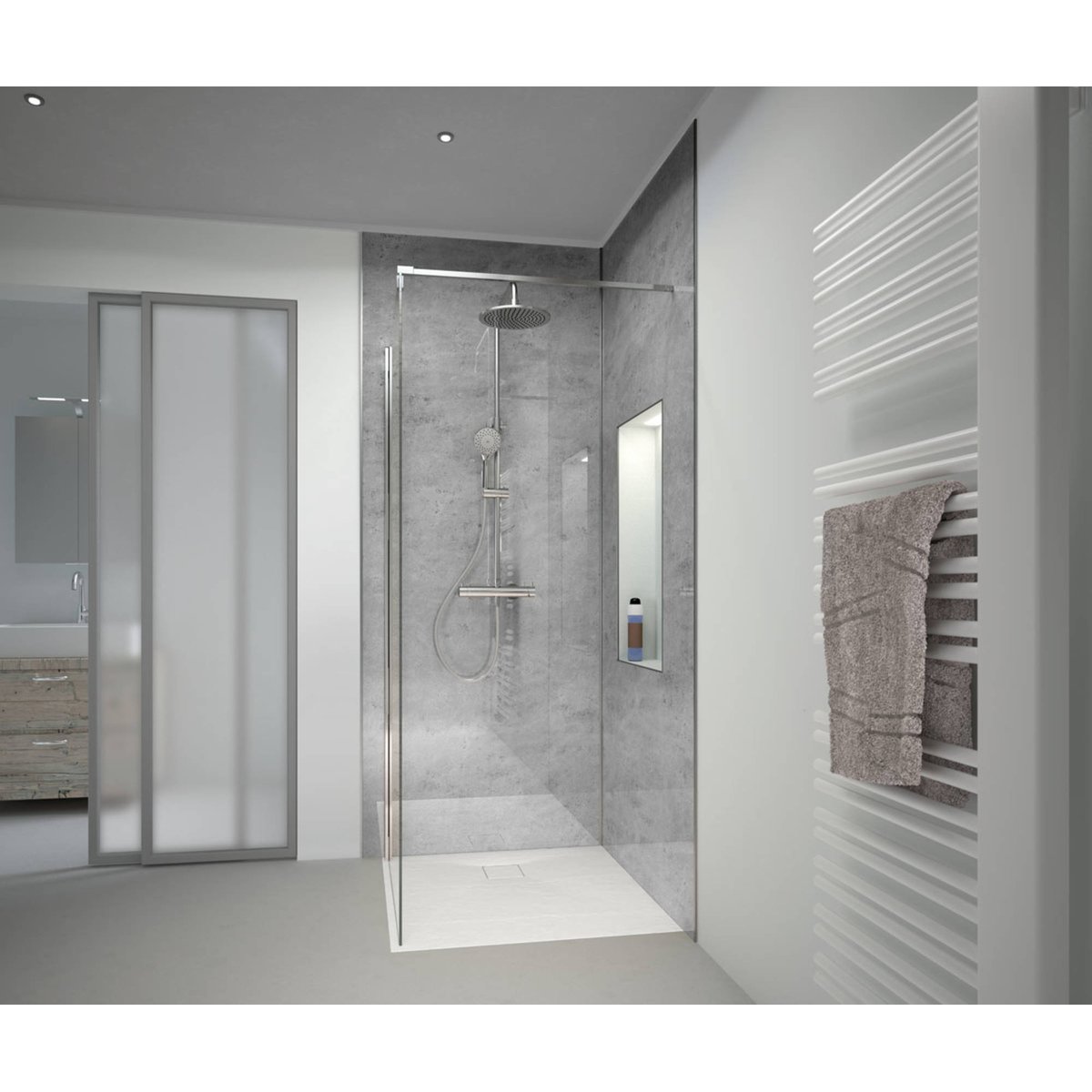 HSK RenoDeco paneel Aluminium 150x255cm Natuursteen Asgrijs Hoogglans - Hover