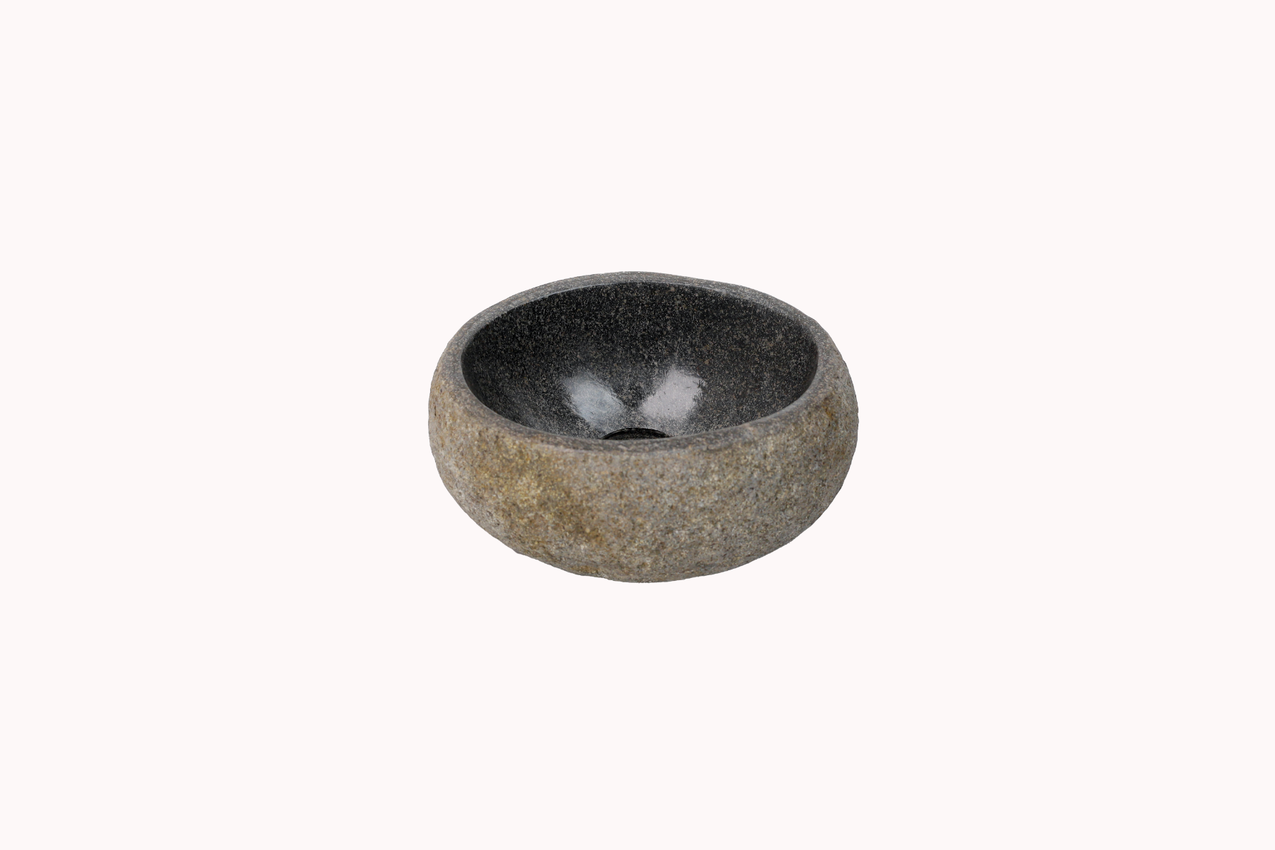 Klein natuurstenen waskommetje Teakea 24x22x13 cm - compact, natuurlijk en stijlvol toiletdesign - Hover