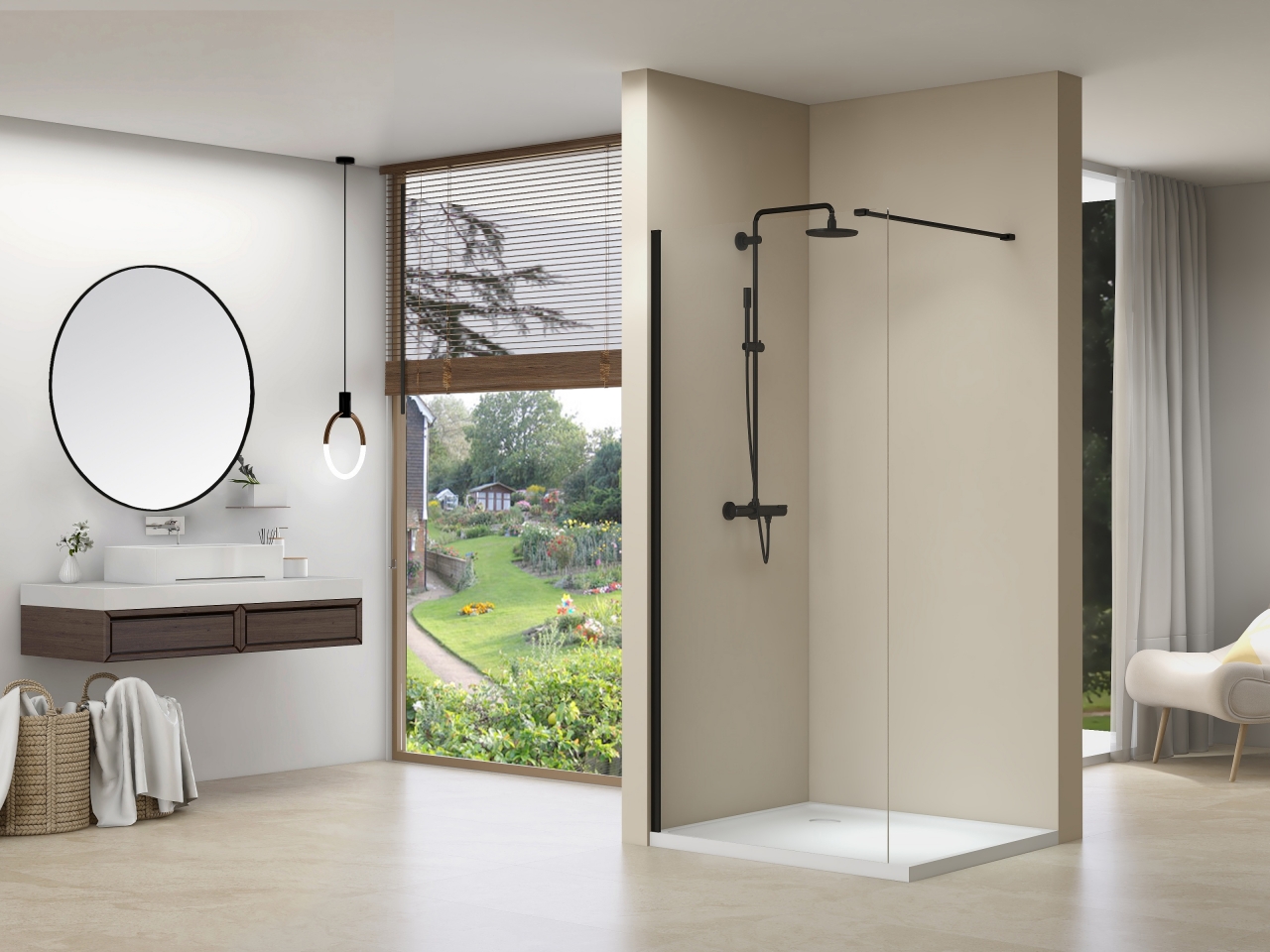 Van Rijn Products ST01ZWM inloopdouche 140cm zwart - Hover
