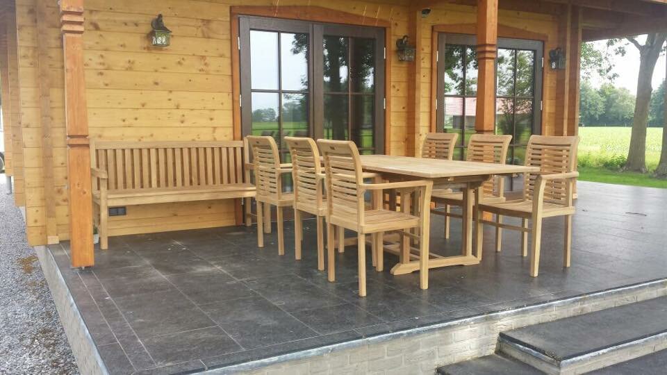 Teakhouten Tuinset -Tuintafel 150<>200 - Hover