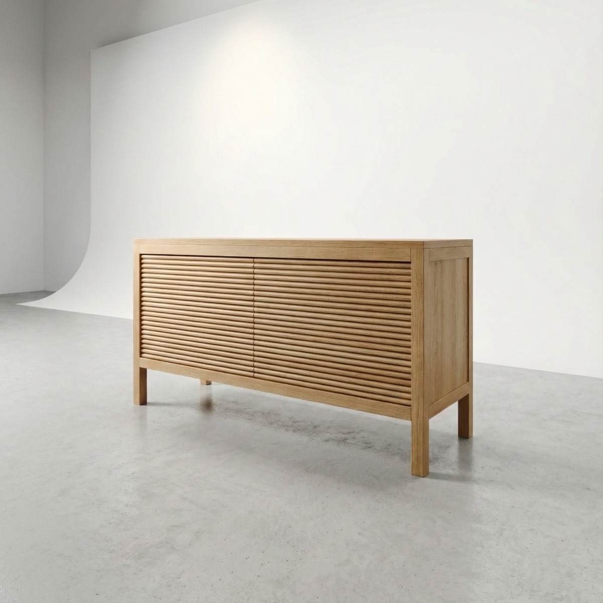 Luxe eiken wastafelmeubel Tessa staande model Japandi stijl - Hover