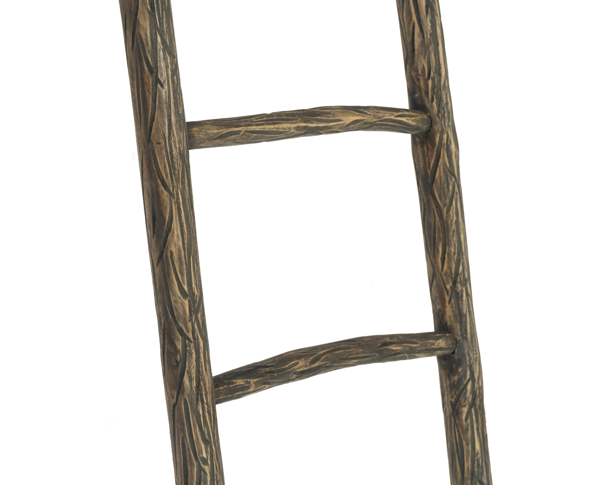 Houten decoratie ladder | Carved Bruin | 50x5x175 - TK-DL-50-5-175-BRUIN-CARVED - Hover