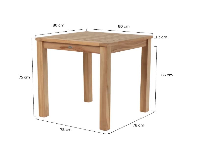 Teakhouten Tuintafel – 80x80 massief Teak - view 3