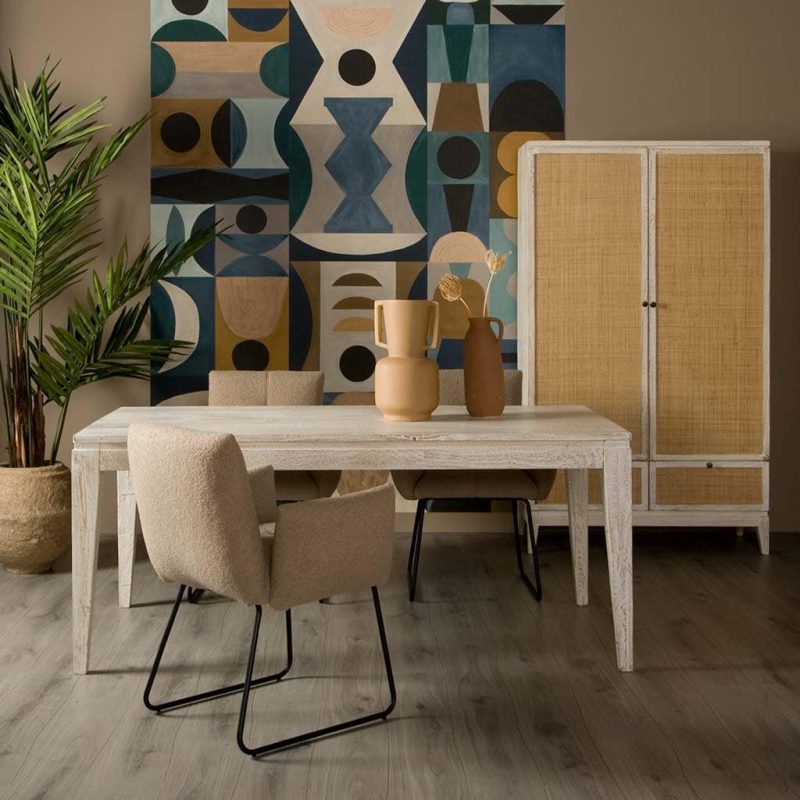Vicenza eettafel whitewash Mango - Hover