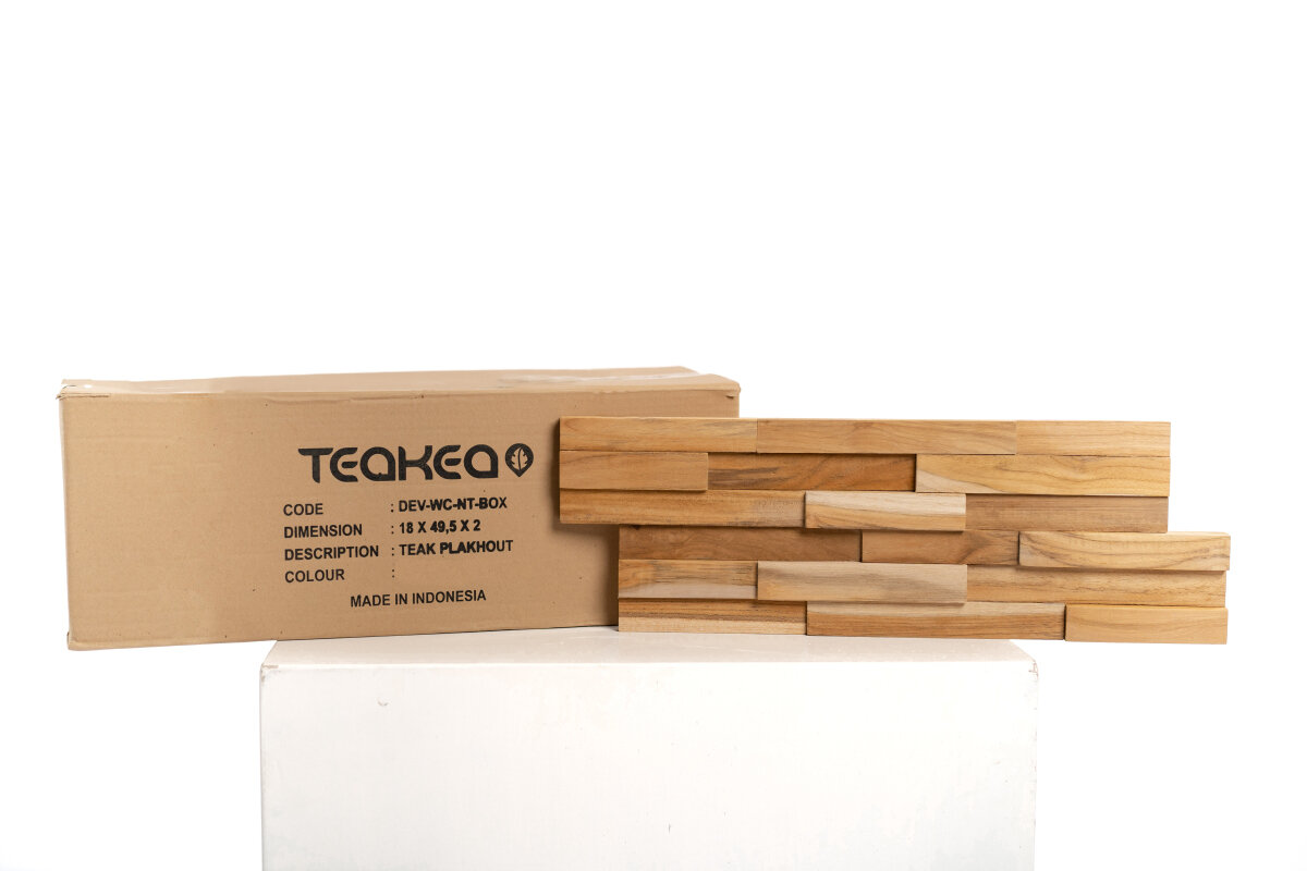 1 Caja Pasta de madera de teca -Paneles de pared 3D naturales 10 piezas | 1m2 - view 3