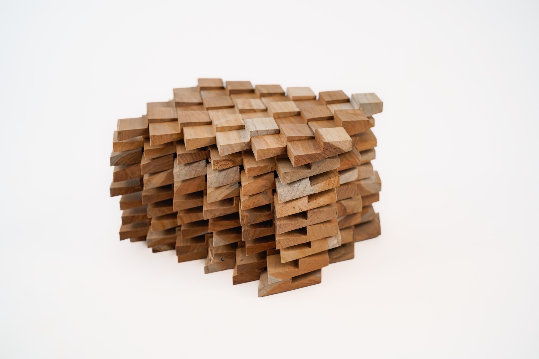 Teak plakhout | Diamant Naturel | Houtpaneel 3D | 30 x 30  cm paneel - Hover